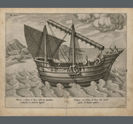 Western painting depicting 16th century Chinese junk sailing the Asian waters