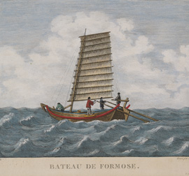 西方人描繪航行在臺江內海的小船